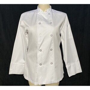 Chef Works Uniform Shirt LARGE White Jacket Unisex‎ Kitchen Cook Long Sl Costume